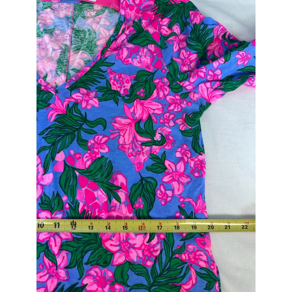 Lilly Pulitzer Women's XL NWT Tessa 3/4 Sleeve V Neck Cerise Pink Safari Sunset - Picture 10 of 13